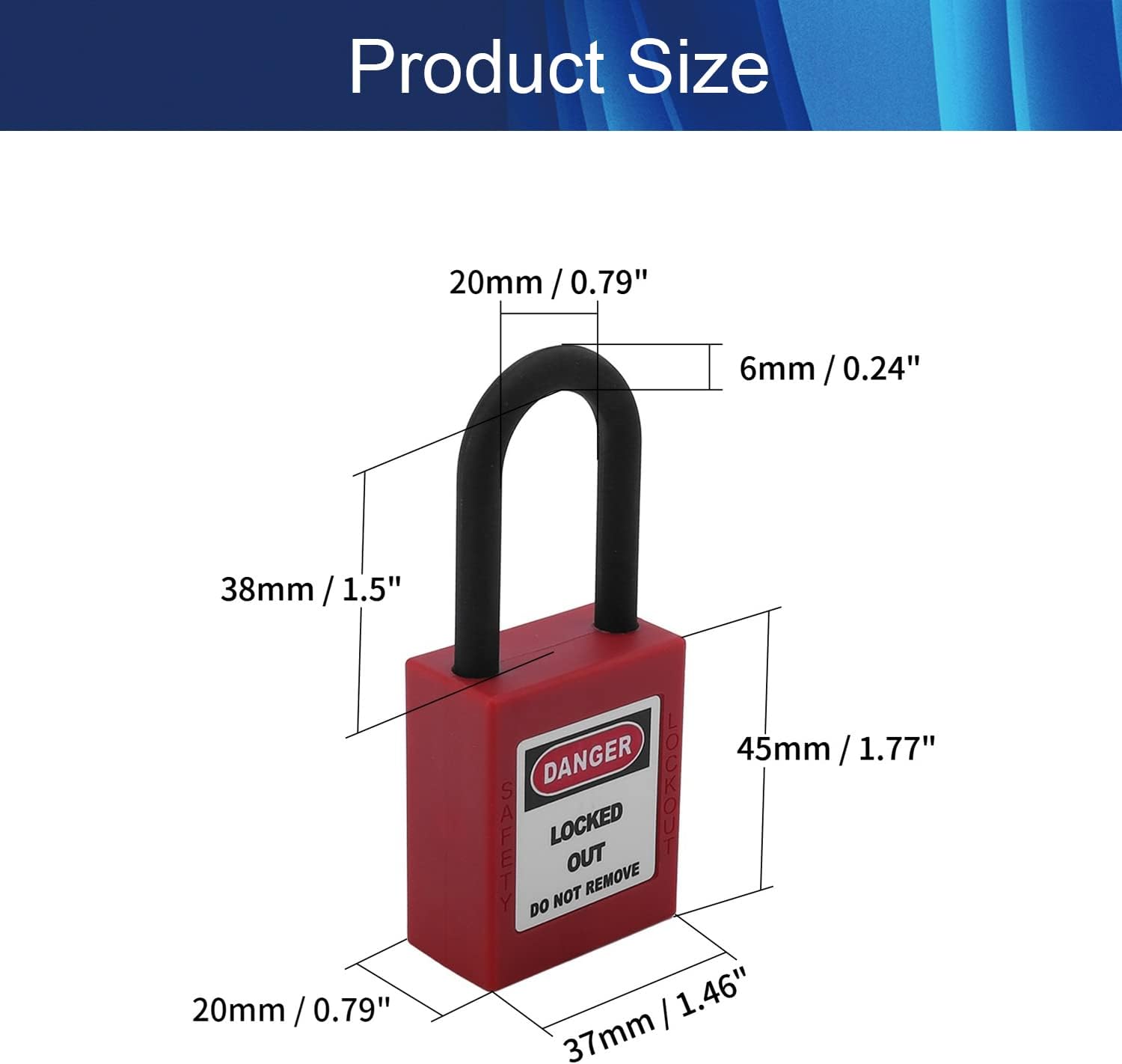 3PCS Lockout Tagout Locks Safety Padlock Loto Locks Keyed Alike PA Lock Out Tag Out Steel Shackle Small Luggage Padlocks Red 3PCS