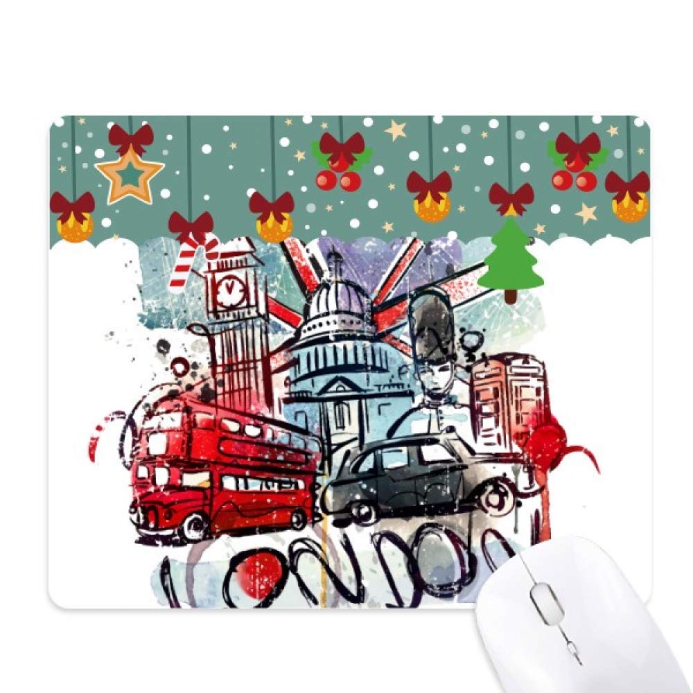 Tapis de souris Londres en caoutchouc aquarelle de Noël style Big Ben