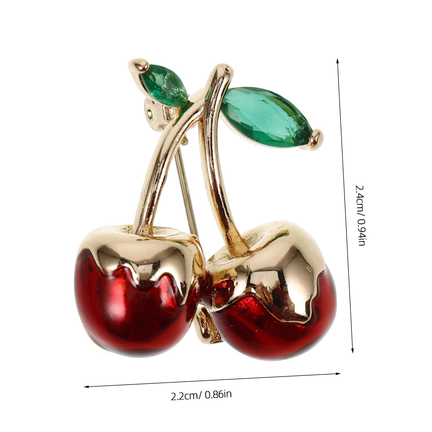 TENDYCOCO Fashionable Cherry Brooch Lapel Pin in Green Cubic Zirconia Women's Aesthetic Clothing Pin