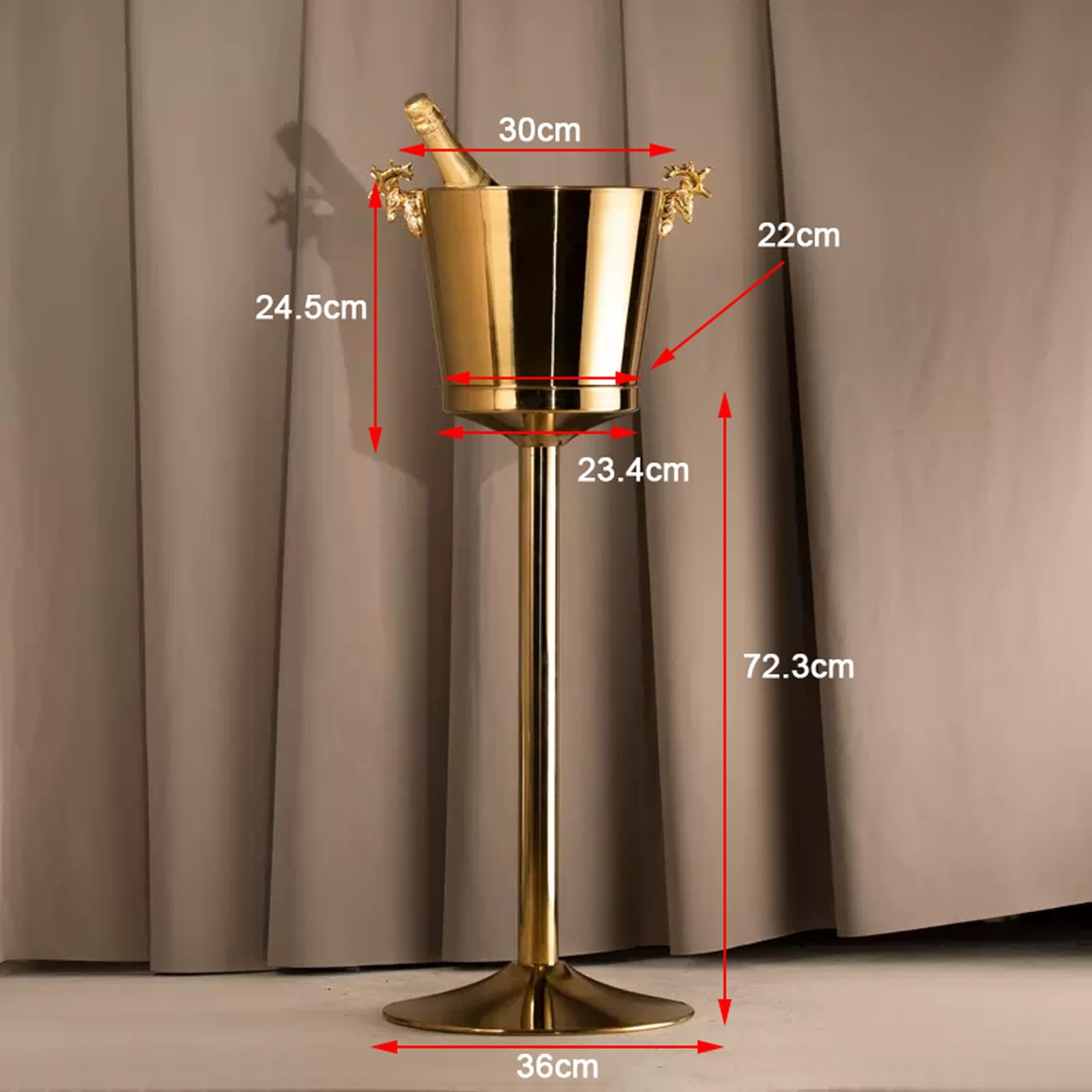 Cubo de Hielo Enfriador de Vino Independiente Grande Acero Inoxidable, enfriadores y Bodega con cubeta Hielo, Utensilios Cocina for Bar Cubo de Hielo frío para Barra(Gold)