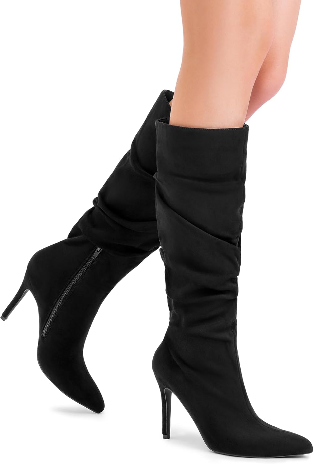 DREAM PAIRS Knee High Boots for Women Pointed Toe Stiletto High Heel Slouchy Suede with Side Zipper Tall Fashion Boots - Image 6