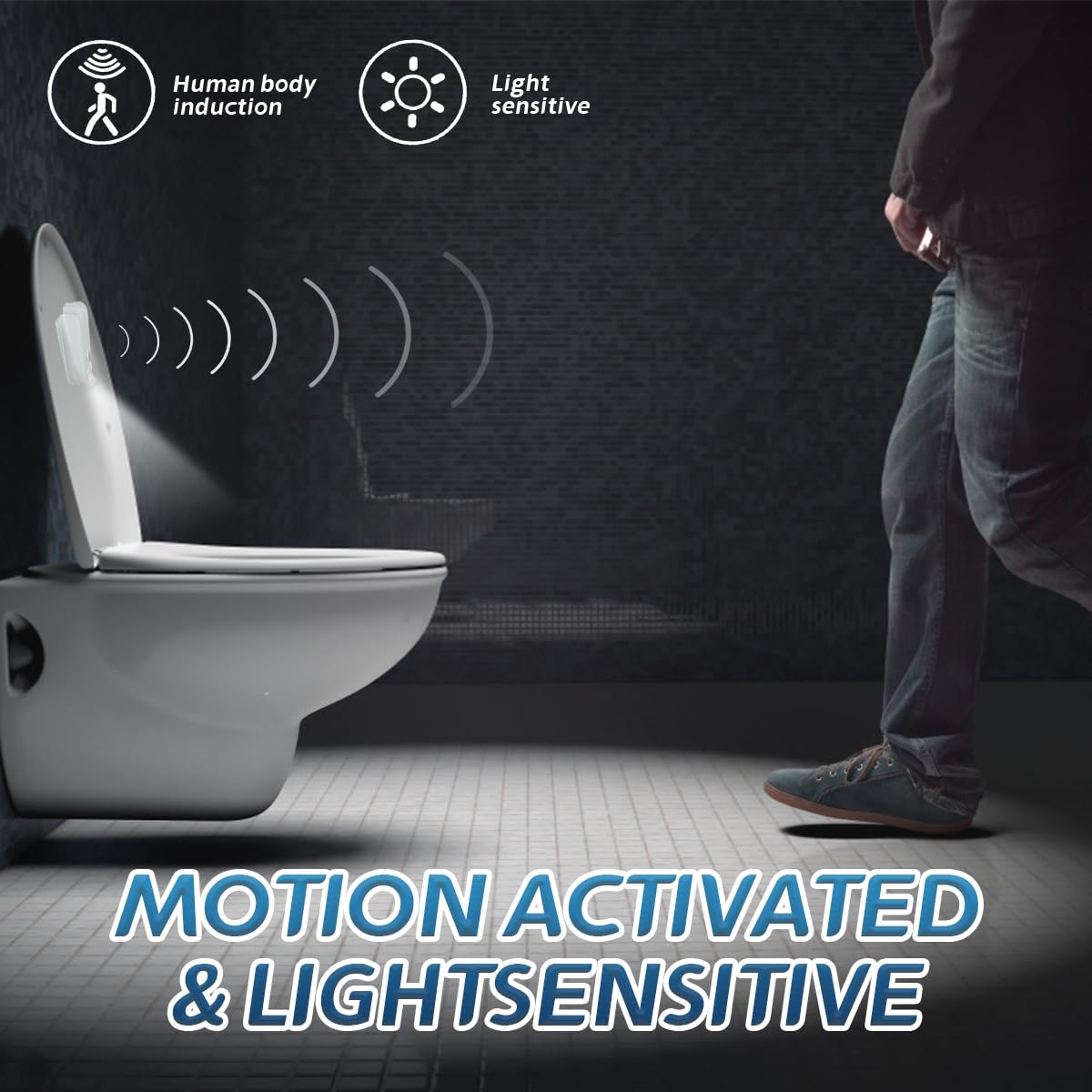 OriGlam Motion Sensor Toilet Night Light, Toilet Motion Sensor Light for Toilet Bowls, Motion Activated Toilet Night Light for Toilet, Novelty Light for Bathroom Fun Gifts Bathroom Accessory - Image 4