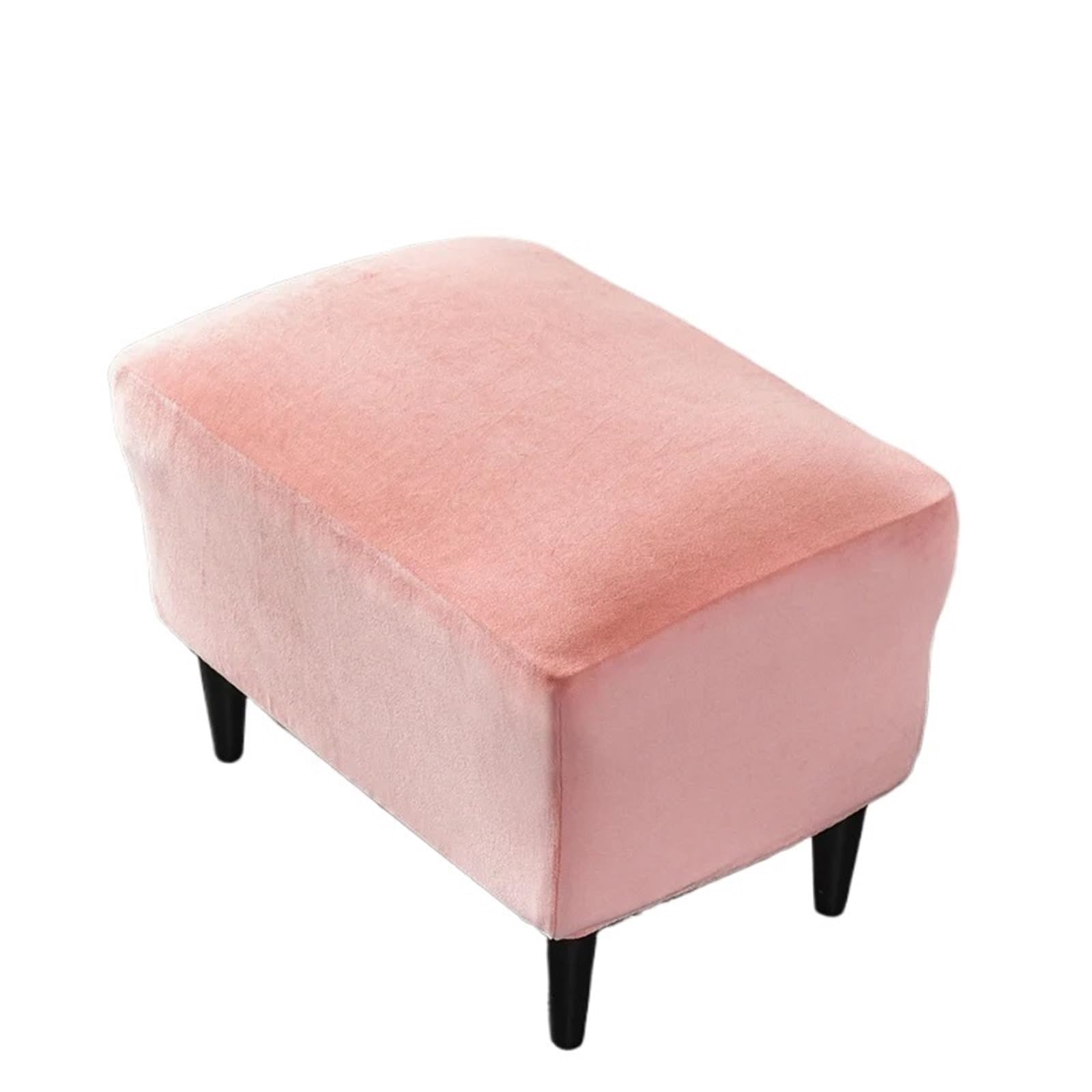 BOJHGO 1Pcs Velvet Ottoman Cover Solid Color Rectangle Stool Covers All-inclusive Footstool Furniture Protector Sofa Footrest Slipcovers to Clean Cover(Pink)