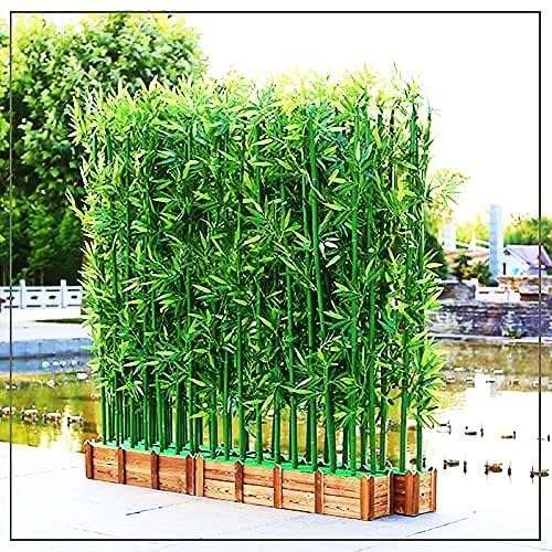Image of Artificial Plant Bamboo Sticks with Polyester Leaves on Original Bamboo and Without Pot I Bamboo Tree Artificial for Home Decoration (12 Pieces; 1 Piece is 6.5 FEET Height; Green)