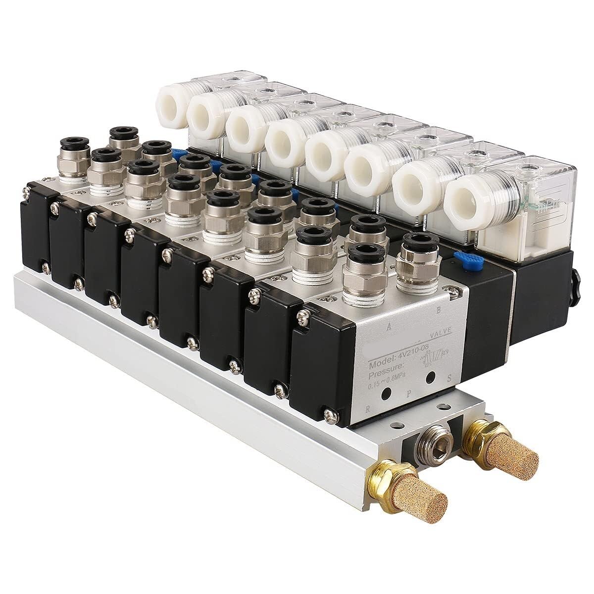Électrovanne 4V210-08 24V avec silencieux de base pour contrôle pneumatique fluide
