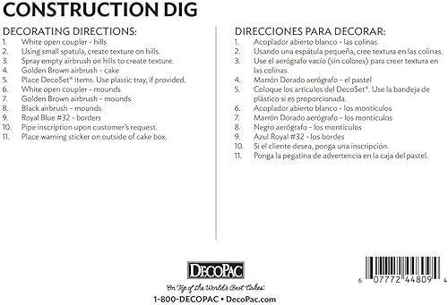 Miniatura 8 de DecoPac Decoración de pastel de excavación de construcción, juego de 2 piezas con camión volquete y excavadora móvil, apto para alimentos, listo