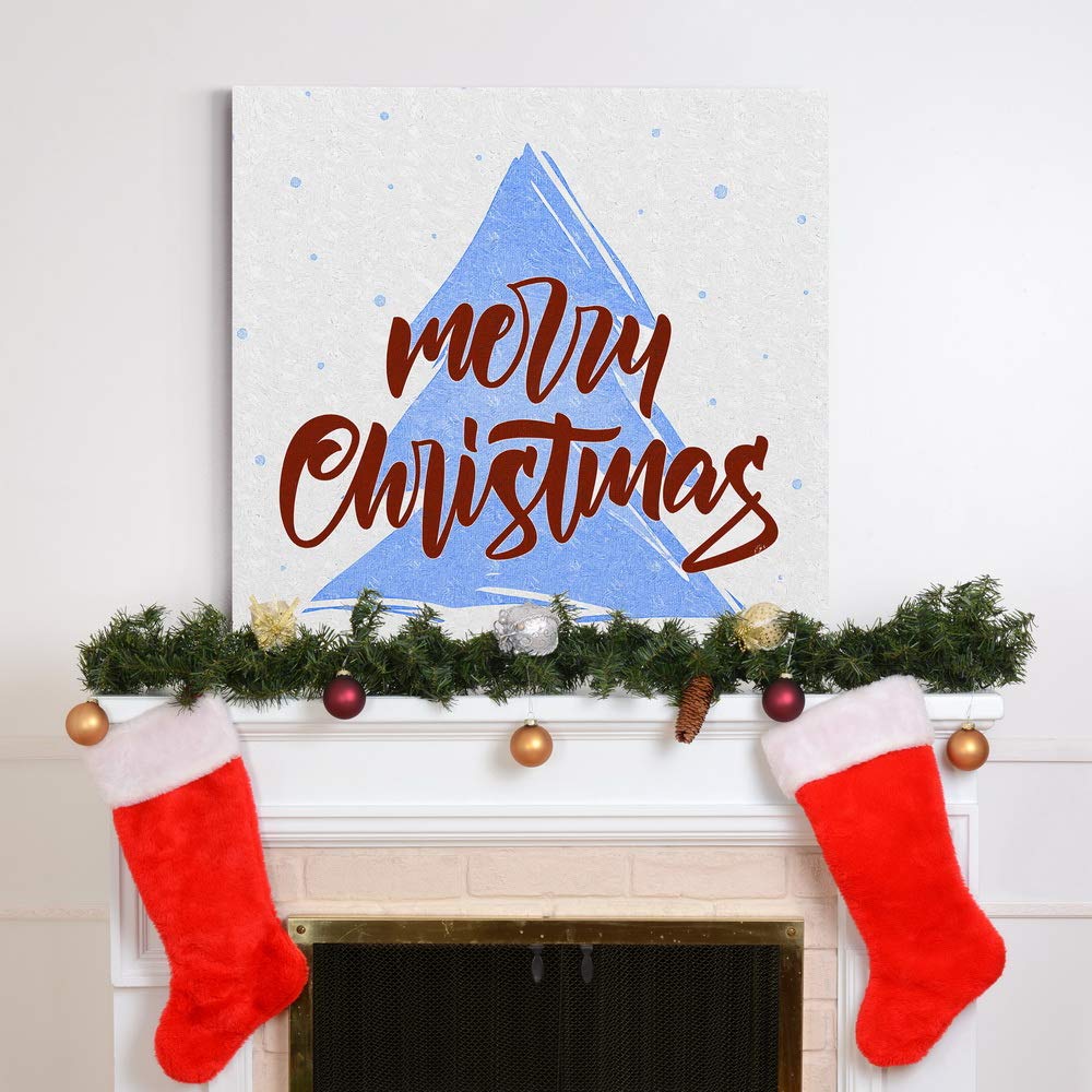 Renditions Gallery Merry & Bright Wall Art, Red Truck And Christmas Trees, White Snowflake, Festive Decorations, Premium Gallery Wrapped Canvas Decor, Ready To Hang, 24 In H X 36 In W-1032654