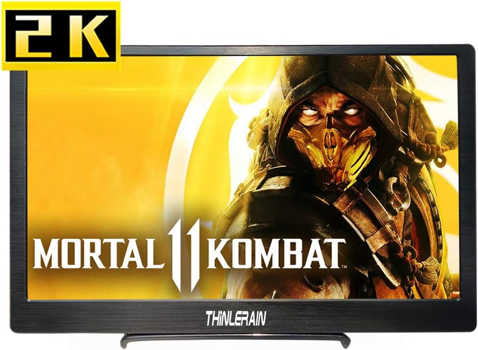 13.3 inch Portable Monitor 2k 2560×1440 QHD Gaming Monitor IPS HDMI Monitor USB Powered Built-in Speaker for PS4 PS3 Xbox Switch Raspberry Pi Windows 7/8/10 PC Laptop, Thinlerain