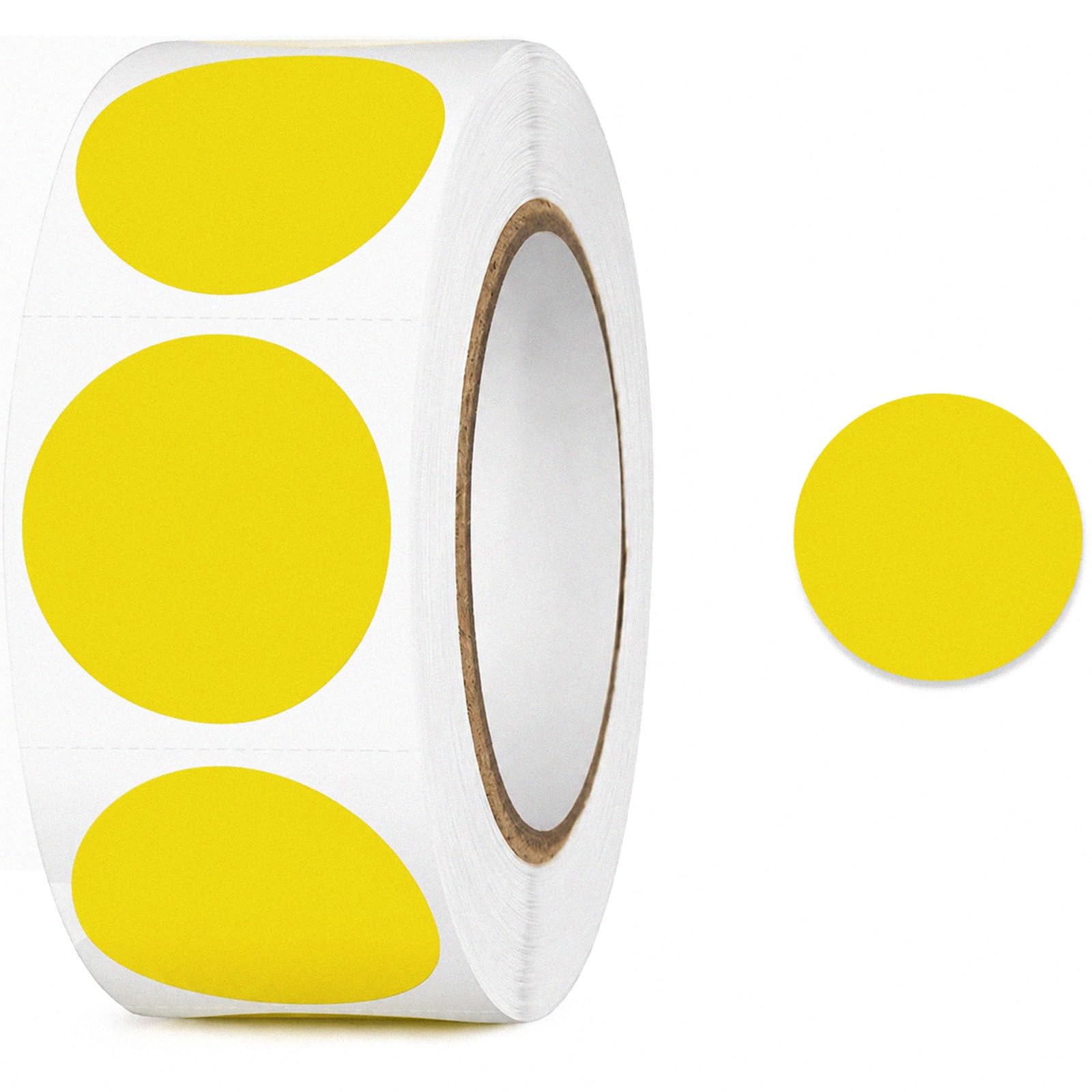 Round Stickers 25 mm Pack of 500 Self-Adhesive Roll Small Colourful Adhesive Dots Labels Sticker Round Marking Dots (Yellow)