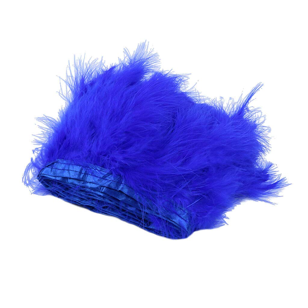 2Yards Fluffy Turkey Feather Fringe by MNJ-Trimmings (Royal Blue)