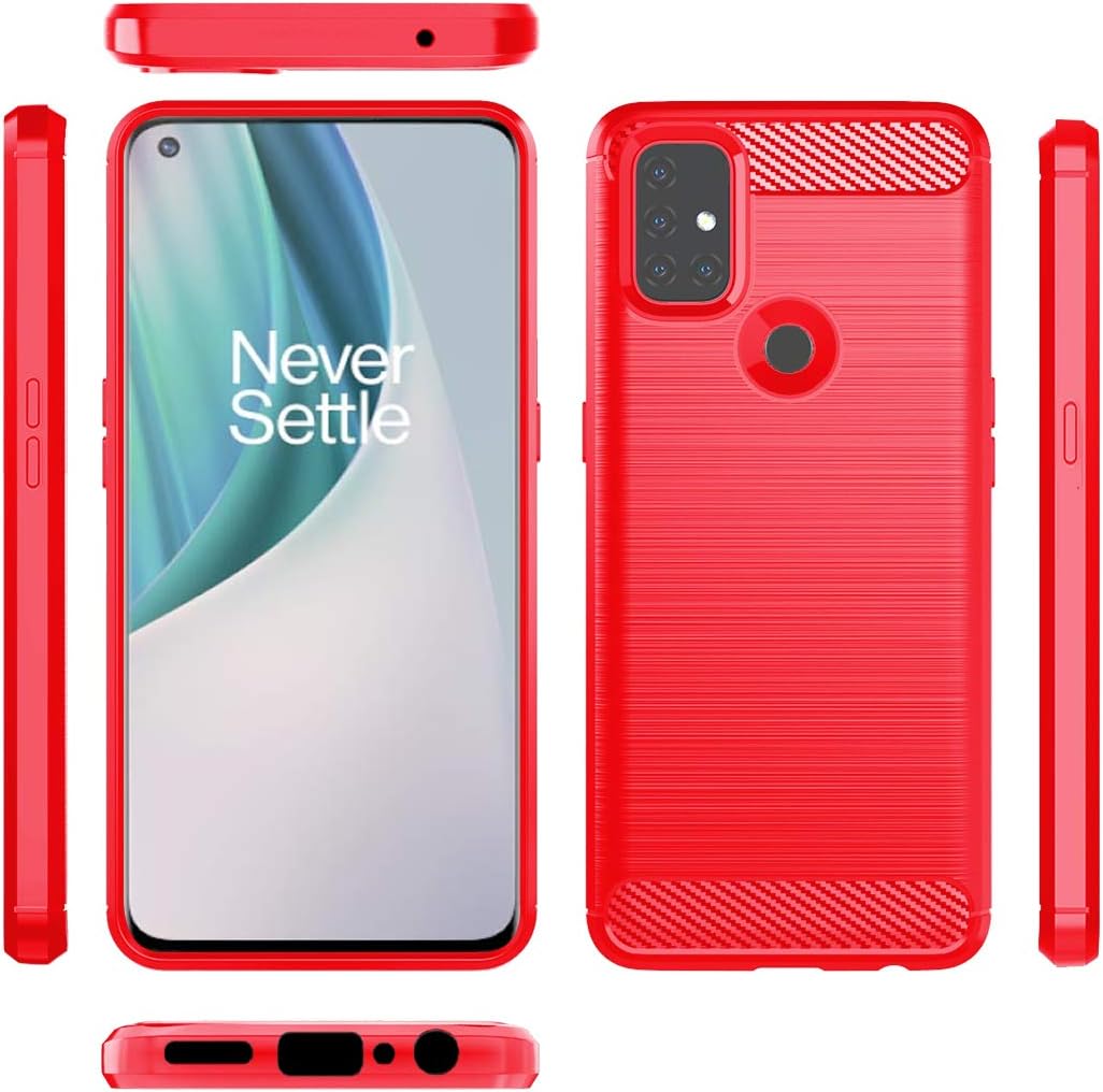 Dzxouui Compatible for Oneplus Nord N10 5G Case,One Plus Nord N10 5G Case,Protective Phone Cover Shockproof Soft TPU Cases for Oneplus Nord N10 5G(DL-Red)
