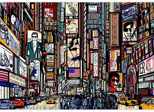 wall26 - Illustration of a Street in New York City - Removable Wall Mural | Self-Adhesive Large Wallpaper - 100x144 inches