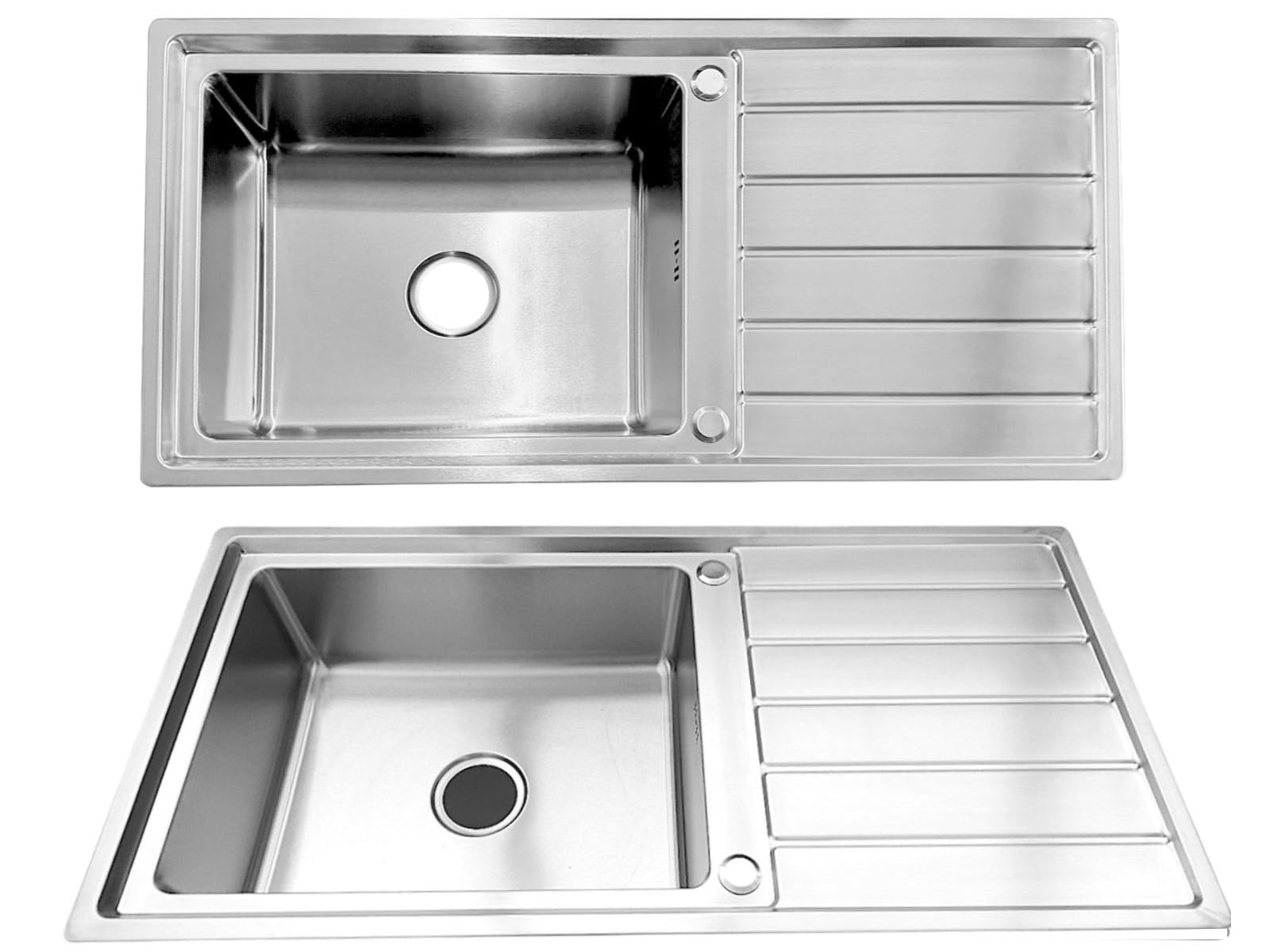 RUMO Opulent Stainless Steel Kitchen Sink 1.0 One Single Large Deep Bowl Reversible Sinks with Drainer 1000 x 500mm Inset Life Time Warranty Includes Wastes & Plumbing Kit