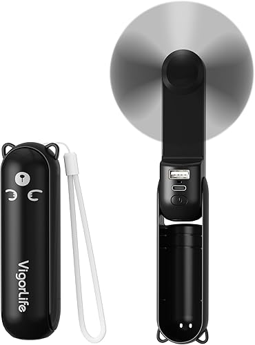 Vista 11 de Mini ventilador de mano, recargable por USB, 3 en 1, ventilador personal con cargador de batería, linterna LED, pequeño ventilador de bolsillo Azul