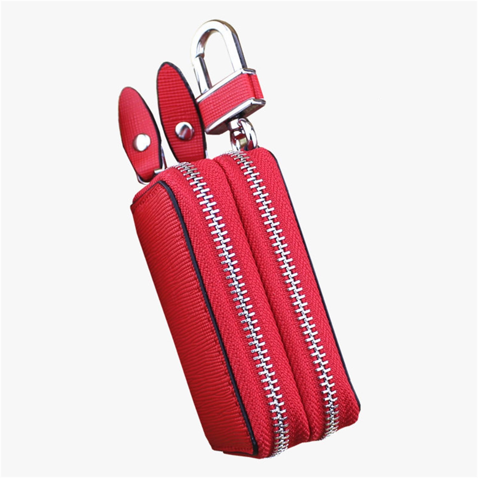 Custodia for chiavi in ​​pelle for auto con doppia cerniera e grana incrociata per uomini donne