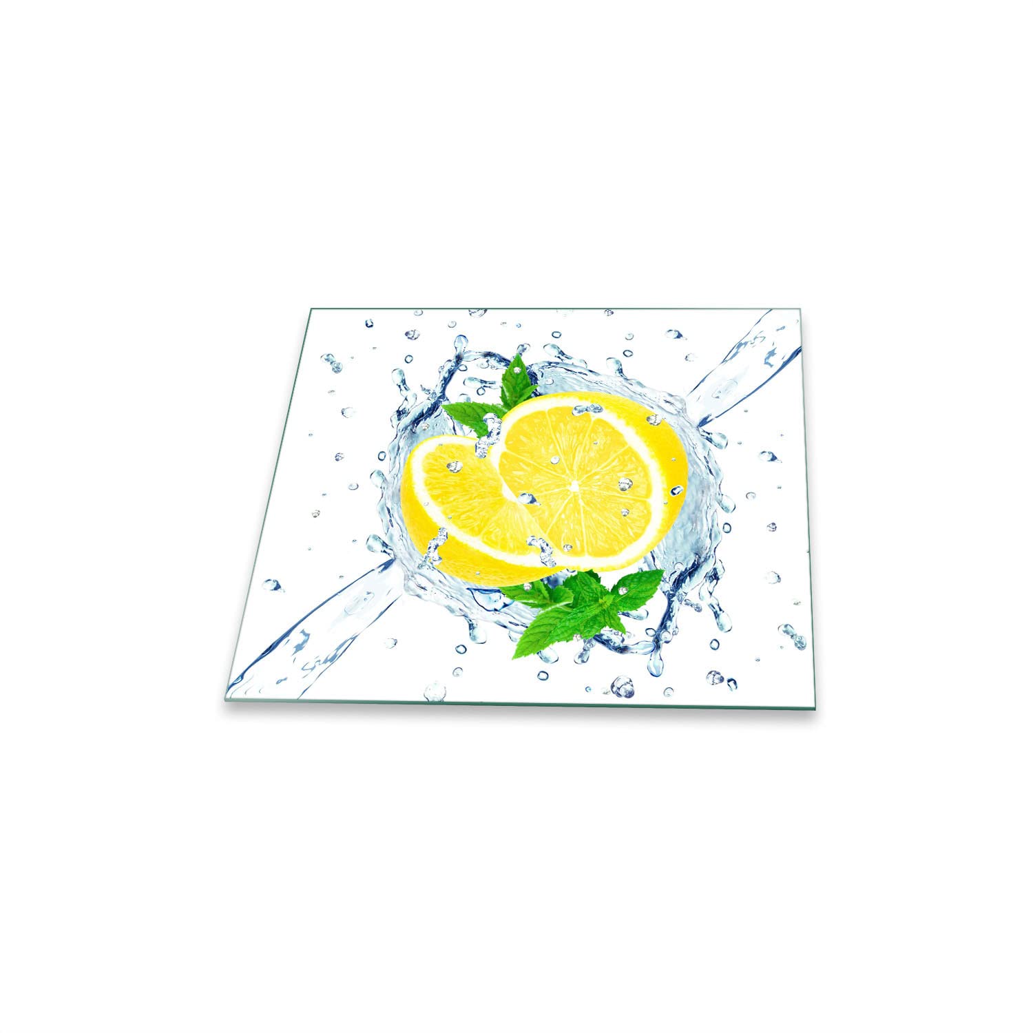 Herdabdeckplatte Abdeckung Ceranfeld Abdeckplatte Schneidebrett 1-Teilig 60x52 Zitrone Gelb Spritzschutz Glasplatte Ceranfeldabdeckung Schutz Kochplatten Herdschutz Sicherheitsglas Glasschneidebrett