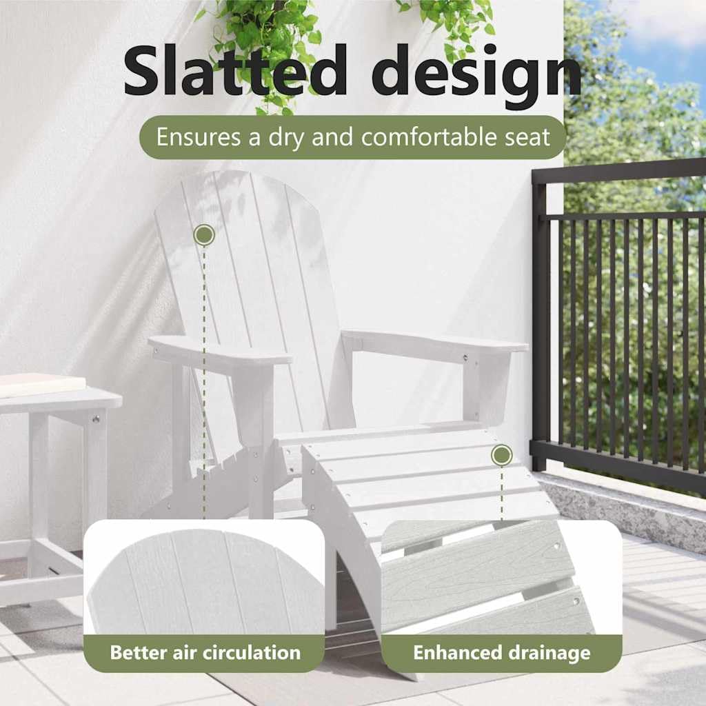 vidaXL Chaise Adirondack Blanc 82 x 74 x 92 cm HDPE, Chaise Adirondack, mobilier de Jardin Moderne, Salon extérieur stylé, Fauteuil détente, relaxez-Vous à l'extérieur