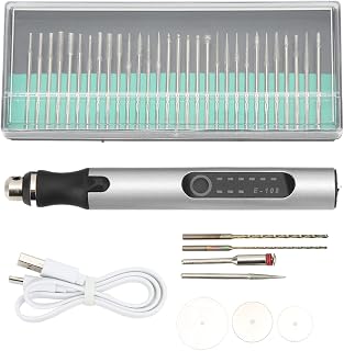 HKINBAS Craft Supplies Fit for Engraving Pen Portable W ireless Charging 3 Speed D IY Drilling Cutting Grinding Lettering Metal Etching Pen Tool Handicraft (Silver Color)
