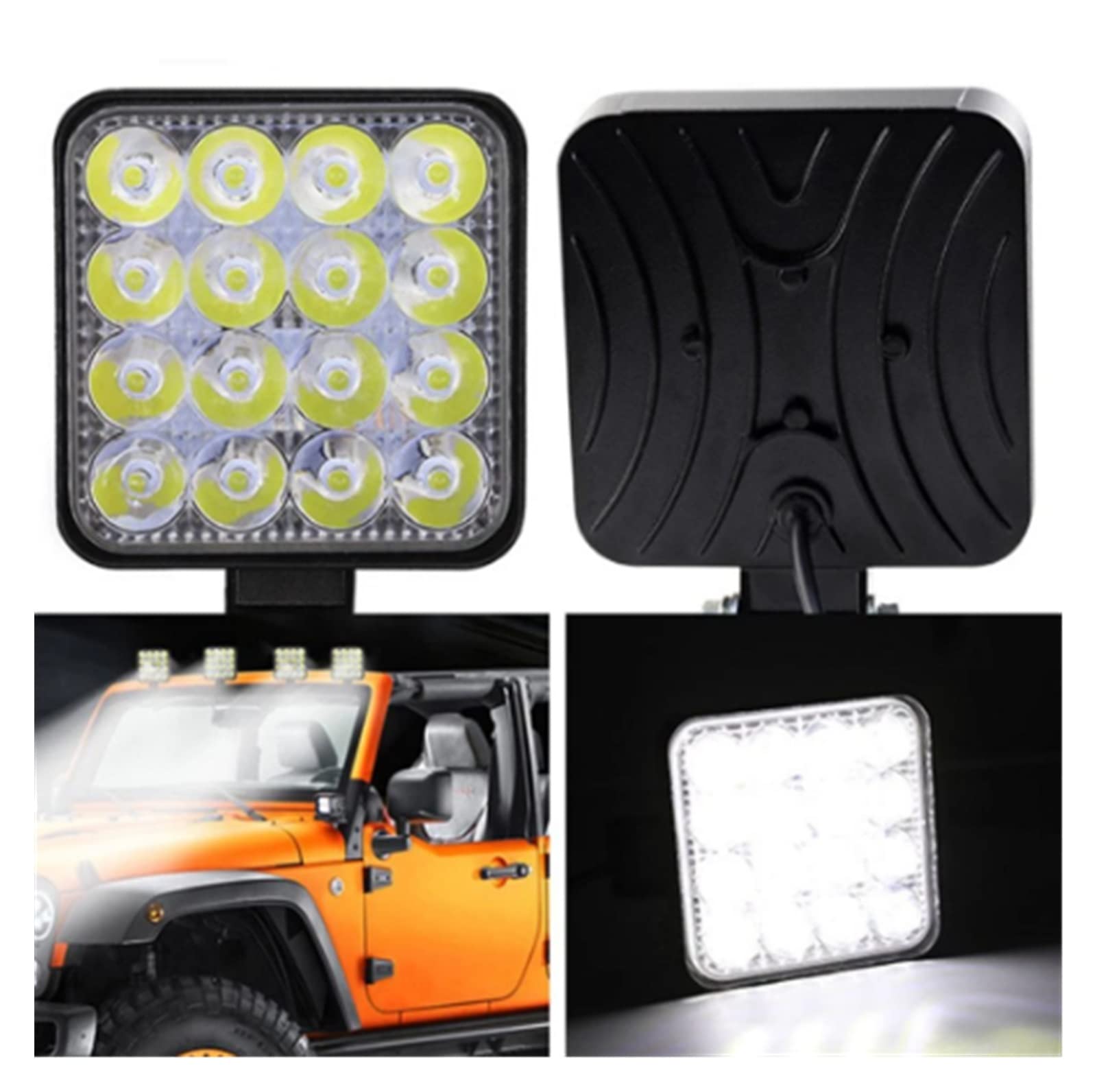 Blocchi luci antinebbia 2Pcs - Fendinebbia Luce Da Lavoro 48W Faro 9/30V Luci Di Guida Notturna Per SUV Truck Offroad
