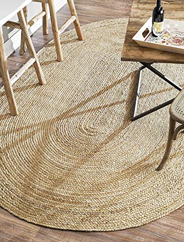 Rugsite 100% Yute Ovalada Grande Alfombra, 150 x 215 cm. Natural Trenzado Pelo. Estilo Americano. Cocinas, conservatorios.