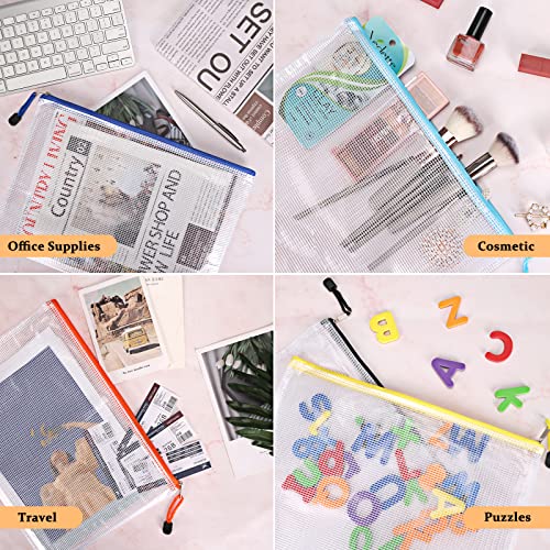 Image of EOOUT 56pcs Mesh Zipper Pouch Zipper Bag, Durable Pouches for Organization Puzzle Storage, Letter Size, A4 Size, for Office Supplies