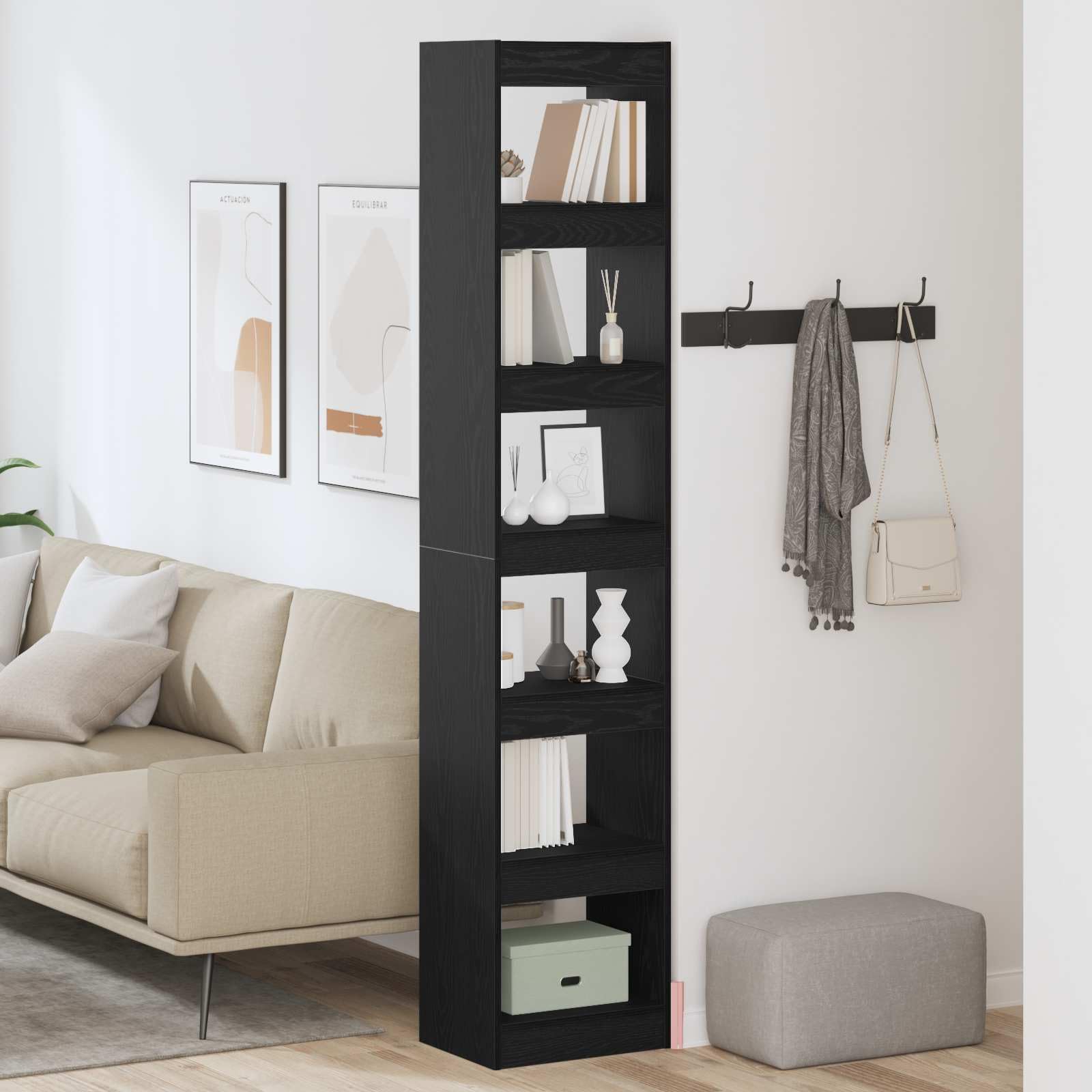 Bücherregal Schwarz Eichen-Optik 40 x 30 x 198 cm Holzwerkstoff