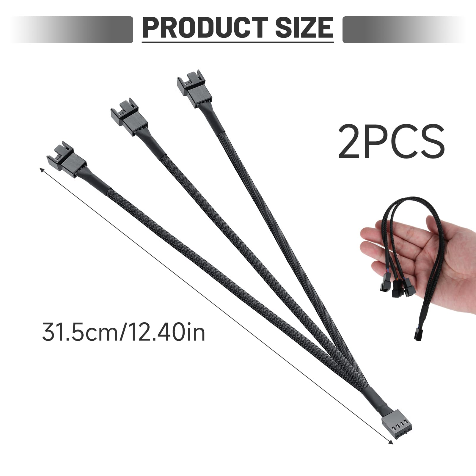Cavo Prolunga A 4 Pin Per Ventole PC – Splitter PWM A 4 Vie 38cm – Alimentazione Per Case Computer ATX - 4