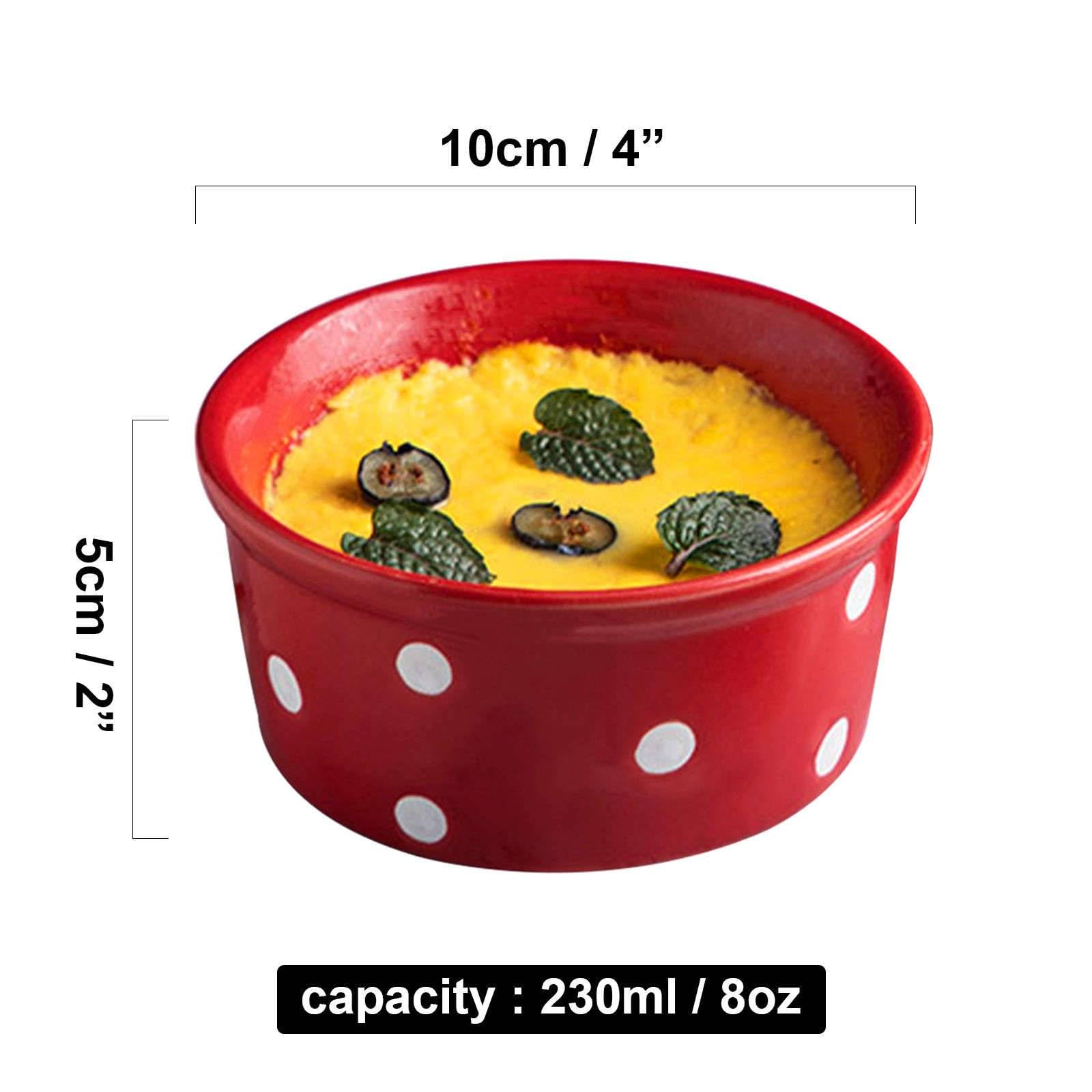 Juego De Ramequines, 230ml, Ramekins De Crema Brulée, Fuente Para Soufflé Fuentes Para Horno, Moldes De Aliento, Ramekins Para Freidora De Aire-rojo-conjunto de 6