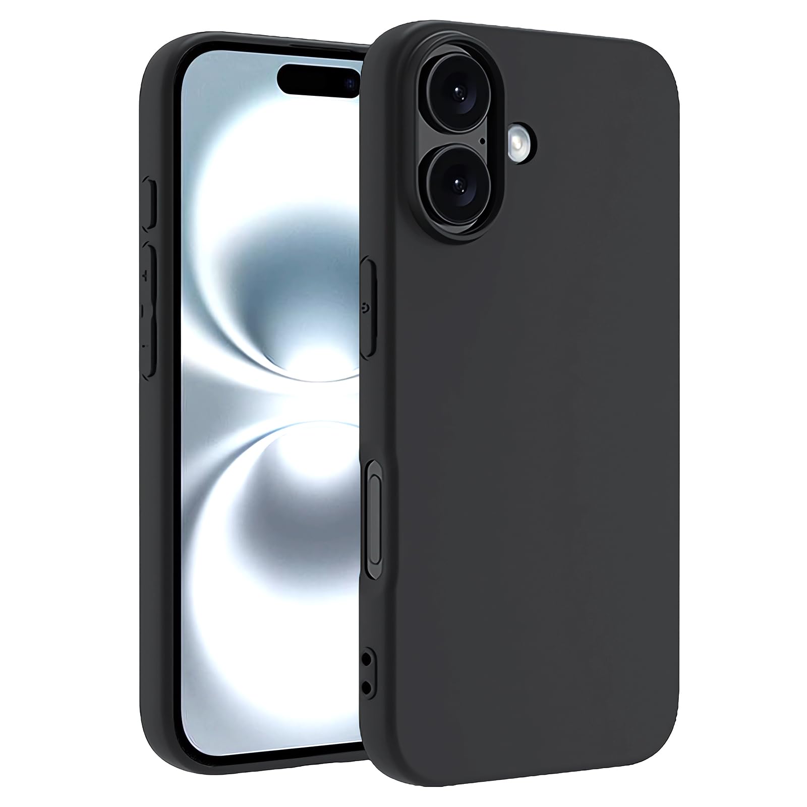 Photo 1 of TENOC Phone Case Compatible with iPhone 16, Black Case Anti-Fingerprint Protective Bumper Matte Cover for 6.1 Inch