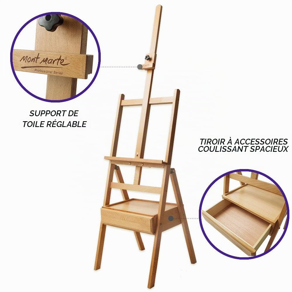 Mont Marte Signature Box - Chevalet de sol en bois de hêtre mesurant 43,5 x 44 x 150 cm (L x l x H)