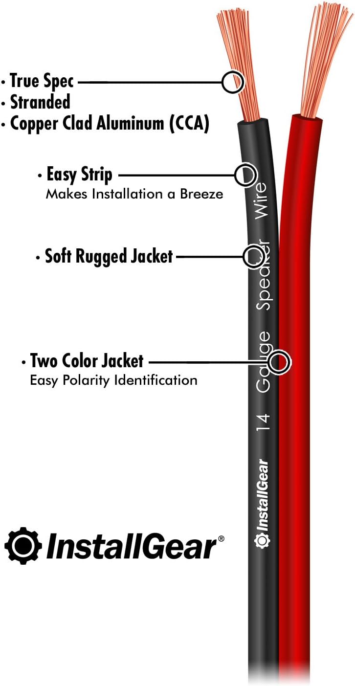 InstallGear 14 Gauge AWG 30ft Speaker Wire True Spec and Soft Touch Cable - Red/Black: Industrial & Scientific