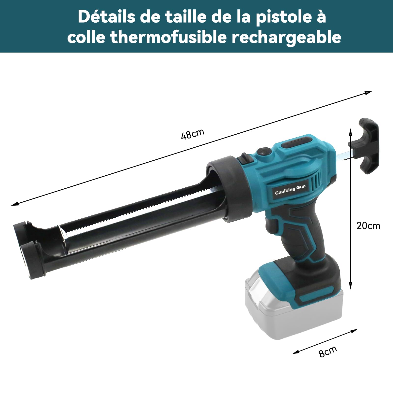 Pistolet à cartouche électrique rechargeable 300ml Compatible avec Makita 18V – Pistolet à silicone électrique avec 4 vitesses et éclairage LED, presse à cartouche pour sceller et mastic (sans