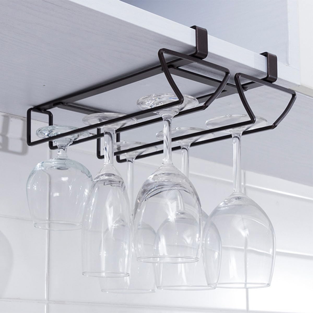 TIDTALEO Wine Glass Holder Punch Draining Rack Double Row Free Iron