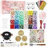 ULIF Siegelwachs - Siegelwachs Set mit 600 Stück Siegelwachs Perlen, Wachssiegel Stempel Set mit Geschenkbox, 4 Teelichter und 1 Schmelzlöffel, 10 Umschläge für Hochzeits - und Feiertagsdekoration
