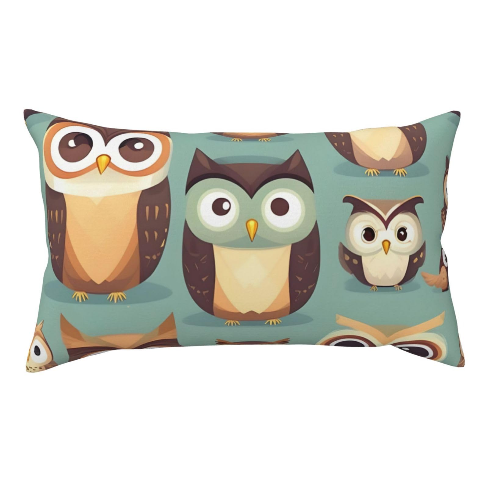 Animal Cartoon Owls Cute Double Sided Fluffy Pillow Cover 20x36 Printed Soft Plush Decorative Case for Sofa Living Room