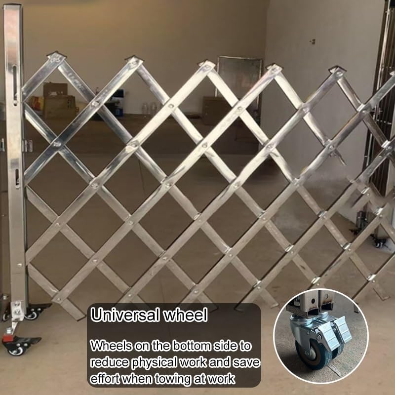 Industrial Folding Security Door Flexible Expandable Accordion Gate with Universal Wheels Ideal for Garages and Gardens (1.2x1m) - Durable Steel Construction