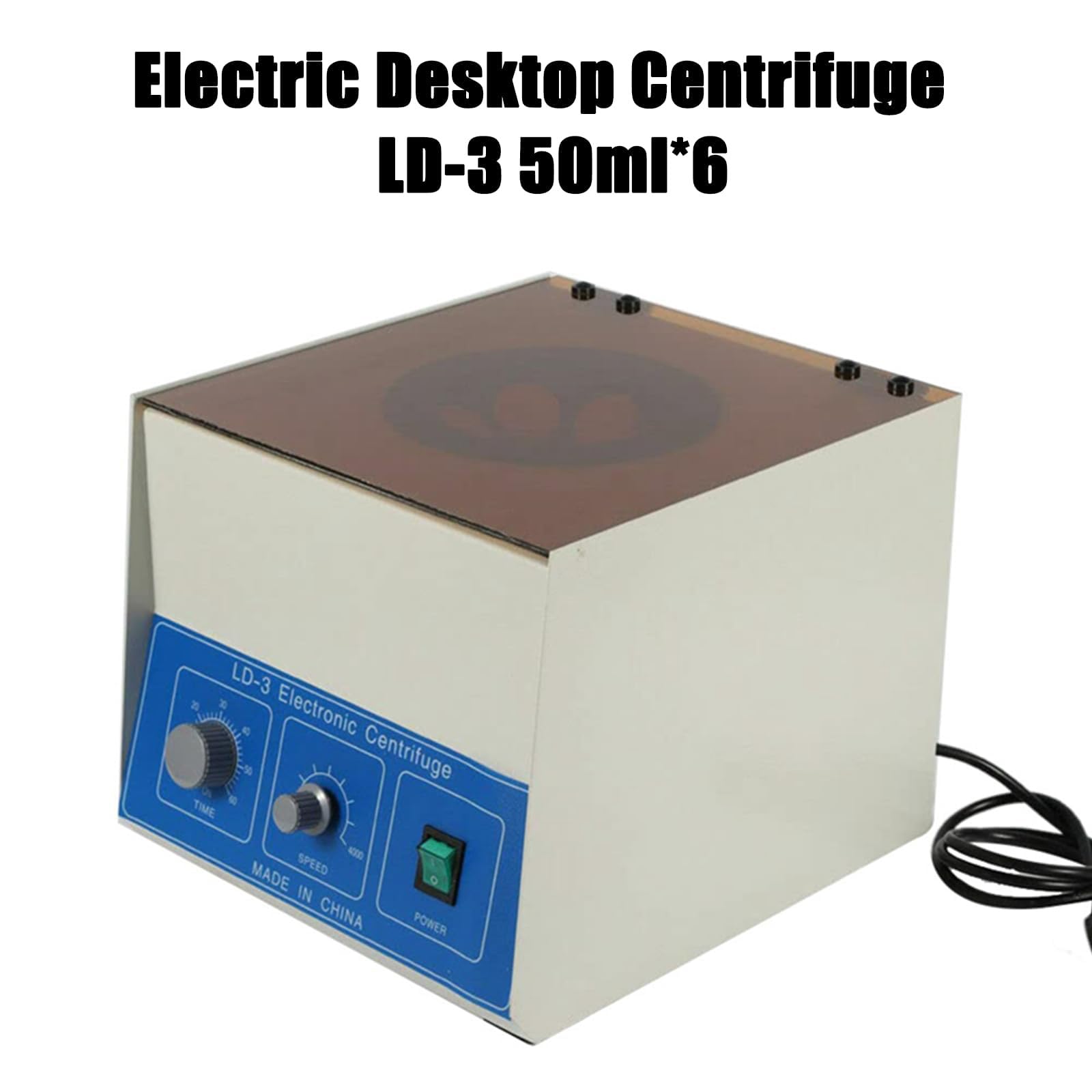Centrífuga eléctrica de sobremesa, centrífuga de laboratorio con control de velocidad, centrífuga de sobremesa de baja velocidad, rango de tiempo de 0 a 60 min, 6 tubos de 50ml de gran capacidad