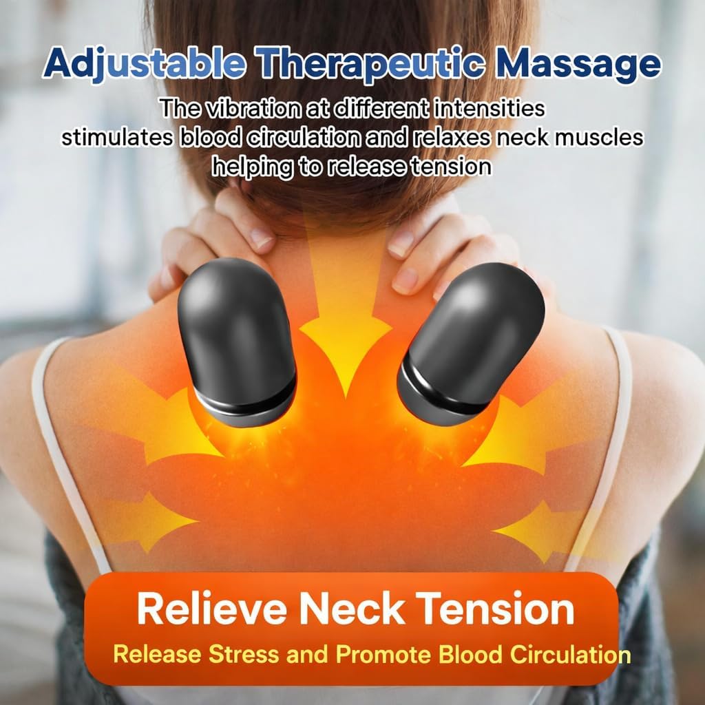 3-in-1 Neck Massager Pillow with Heat, Rechargeable Cervical Traction Pillow with Vibration Massage, Ergonomic Memory Foam Neck Support for Relaxation at Home, Office, Travel