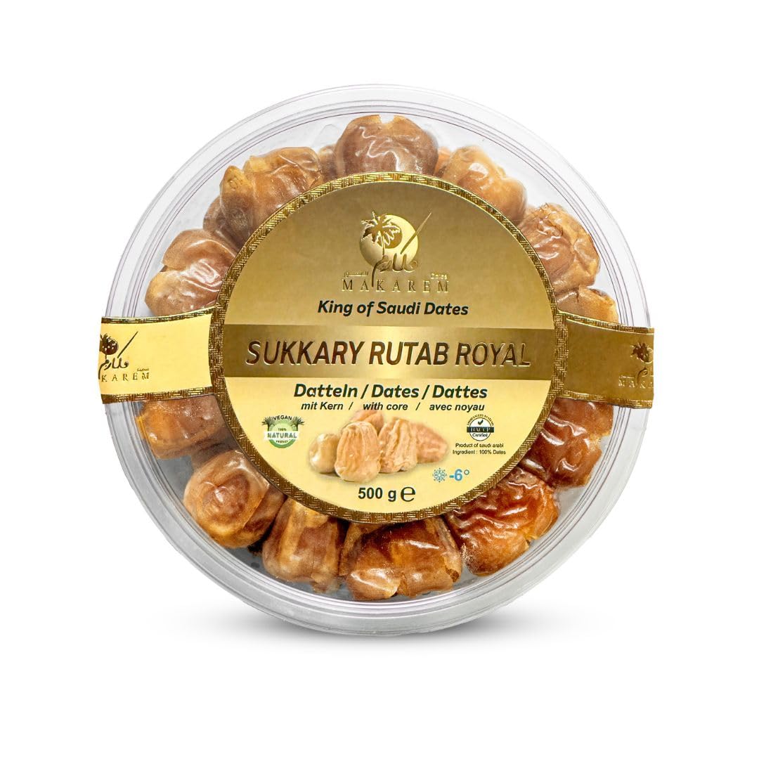 Makarem® Sukkari Rutab Royal Datteln Premium Sukkary 1Kg (2x 500g) | 100% frische Ernte | Saudi Arabien | OHNE Zusatzstoffe