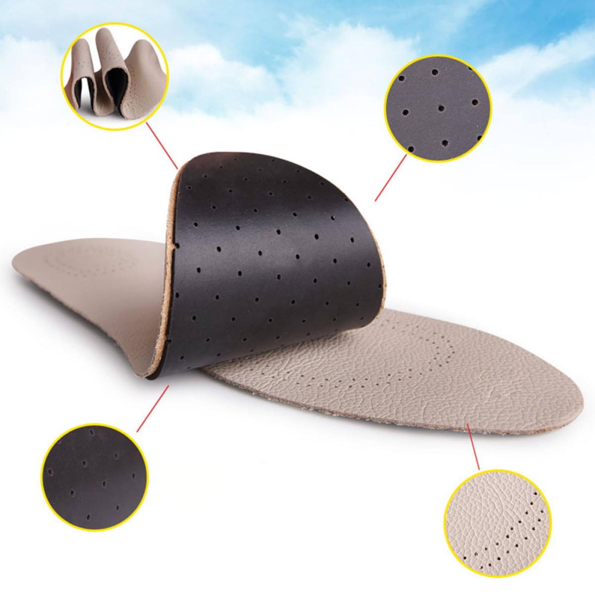 FRCOLOR 1 Pair Cowhide Insoles Rainbow Birthday Party Hats Breathable Sports Insoles Leather Shoe Insoles Foot Care Insoles Shoes Insole Replacement Anti Fatigue Shoe Cushion White Dry