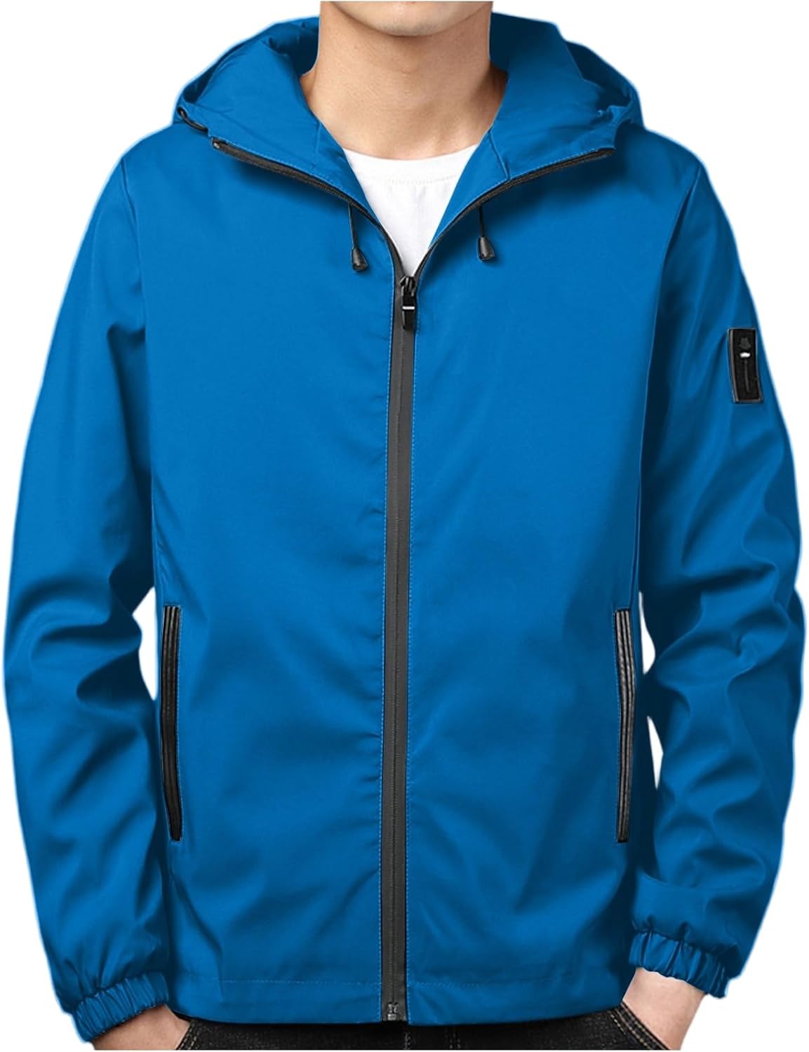 Ymosrh Men's Lightweight Windbreaker Jackets, Water Resistant Zip Up Jacket Coat Outwear, M-3XL