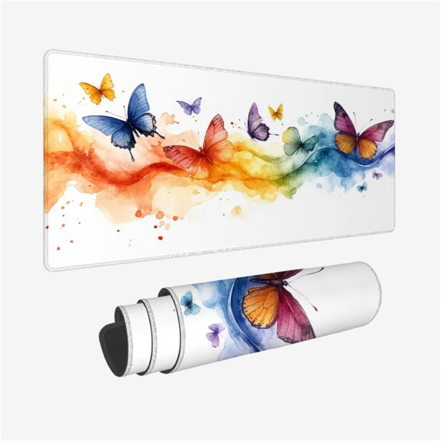 Podkładka pod mysz motyl 1600x800x3mm duża podkładka pod mysz, kolorowa podkładka pod mysz dla graczy, szyte krawędzie, antypoślizgowa gumowa podstawa, podkładka pod klawiaturę i mysz, do akcesoriów