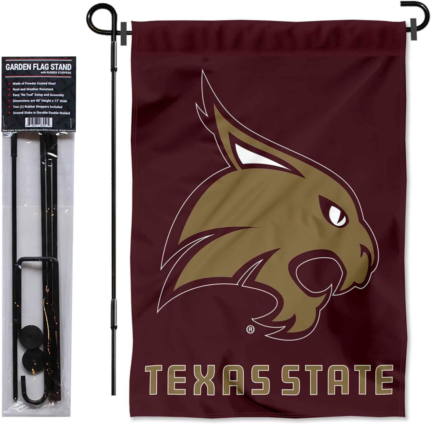 Texas State Bobcats Garden Flag with Pole Stand Holder - Image 2