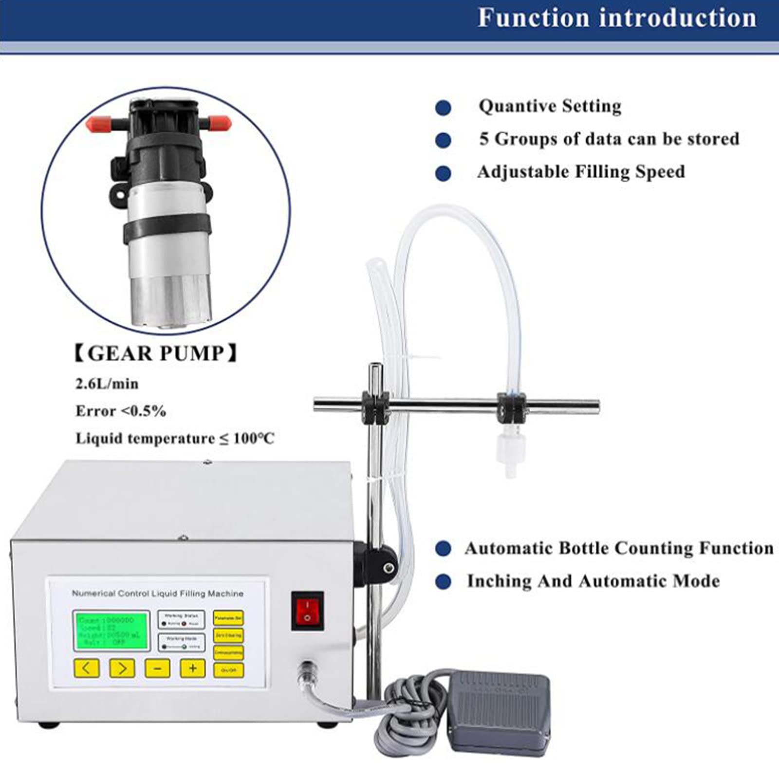 MáQuina de Llenado de LíQuidos,MáQuina de Llenado de Control Digital LíQuido de Conteo AutomáTico,Cantidad de Llenado de Control de Pantalla de Microcomputadora LCD,Licor,Bebida,Agua Mineral