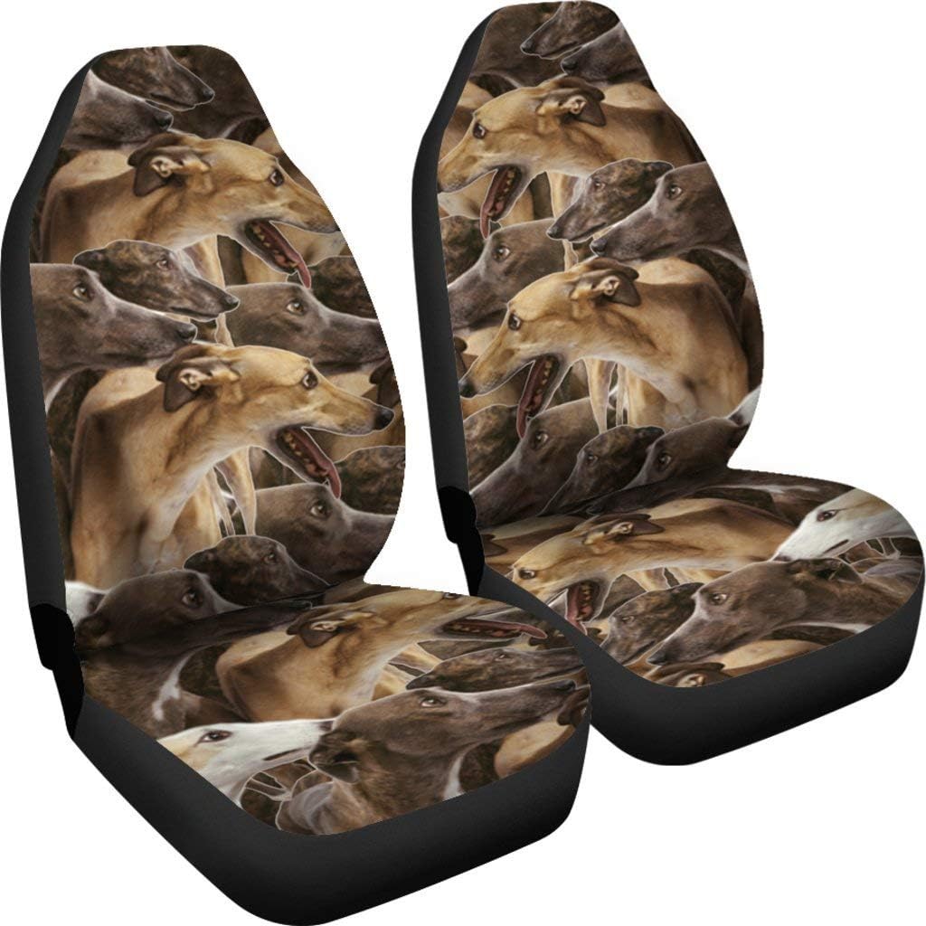 Greyhound Dog in Lots Print Car Seat Covers