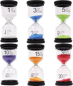 FOYOTO Hourglass Sand Timer for Kids, 1/3/5/10/15/30 Minutes Mini Sand ...