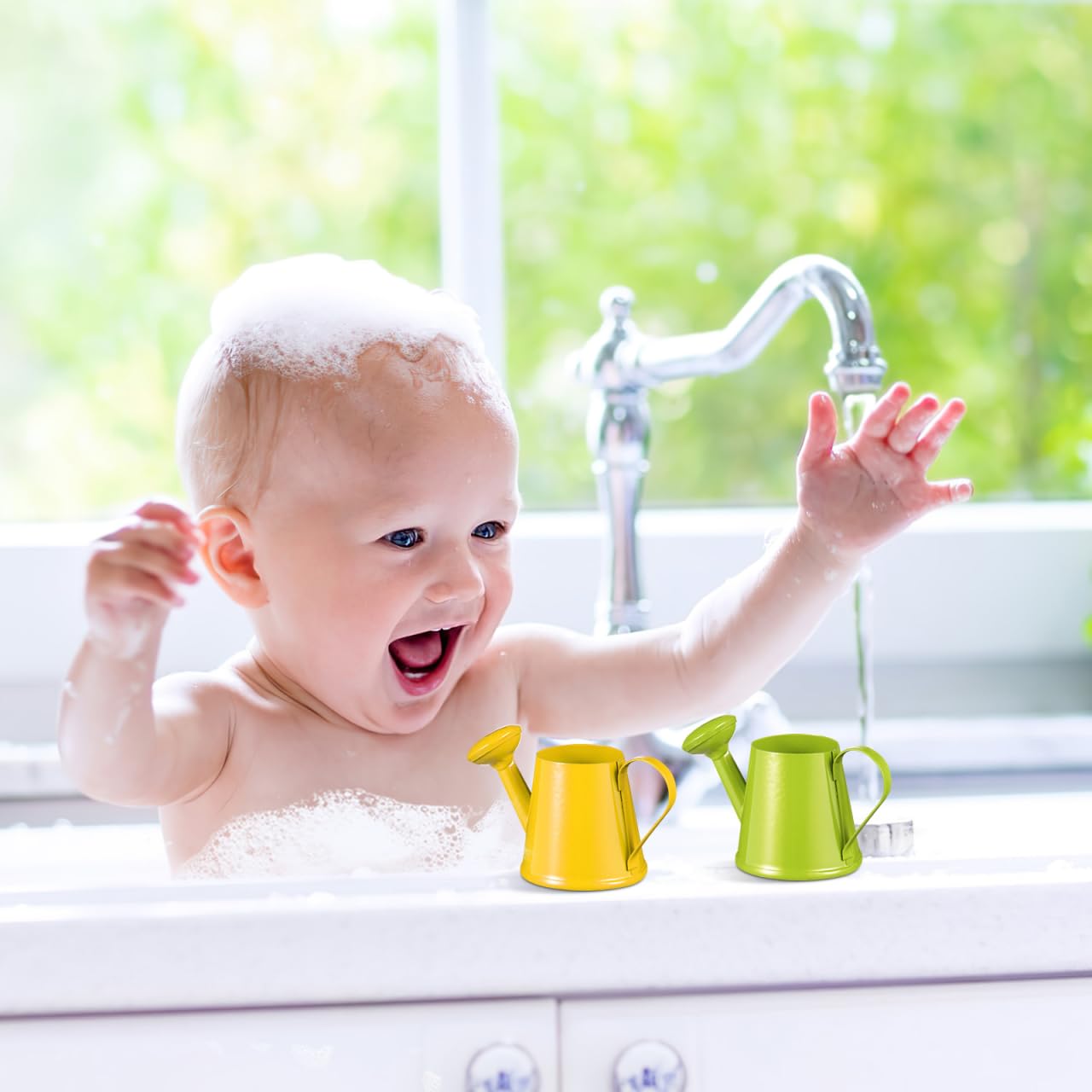 Didiseaon Mini annaffiatoio per bambini: 6 pezzi, piccolo annaffiatoio per bambini, in metallo, per bambini, decorazione per il giardinaggio, può essere versato