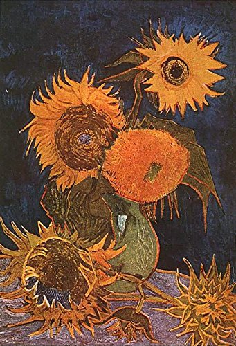 Vase with Five Sunflowers Van Gogh grand tableau déco avec cadre