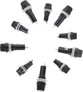 Generic 16pcs Black Fuse Holder Amp Fuel Sockets Fuse Holder Caps Marine Fuse Panel Flush Mount Fuel Parts Mini Fuse Holder Panel Mount Fuse Holders 12v Fuse Box Aluminum Tube Glass Tube