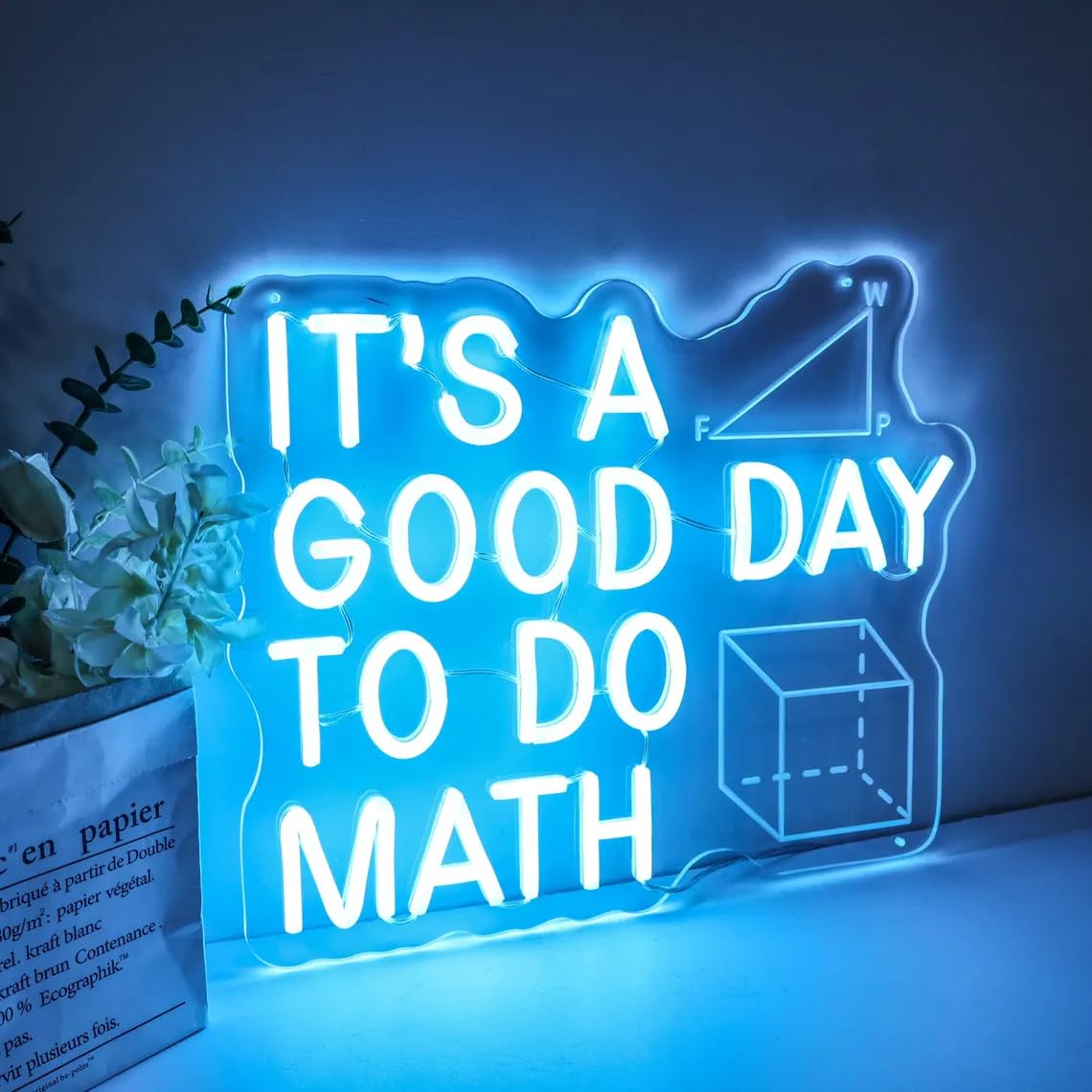 Insegna al neon dimmerabile con scritta "It's a Good Day To Do Math", luce al neon, studen LED, per aule dei bambini, biblioteca, museo, studio, decorazione della stanza (blu ghiaccio)
